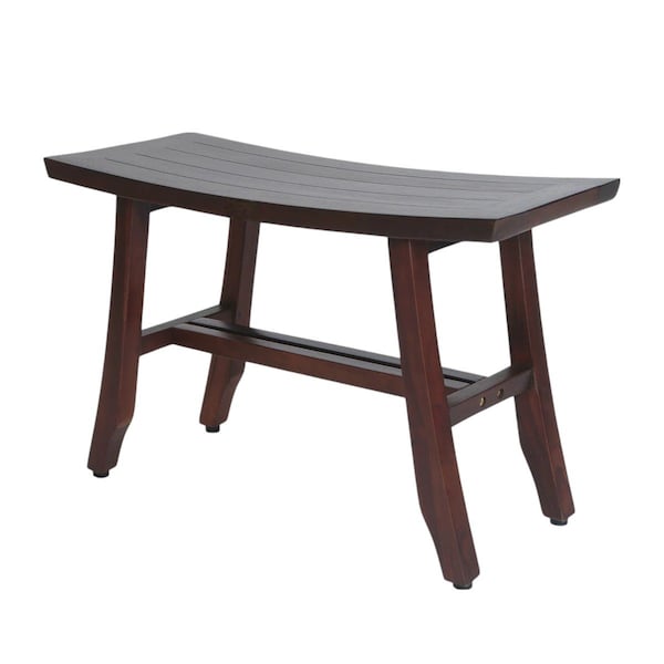 Homeroots 24" Dark Brown Solid Teak Wood Shower Bench 376685 - main