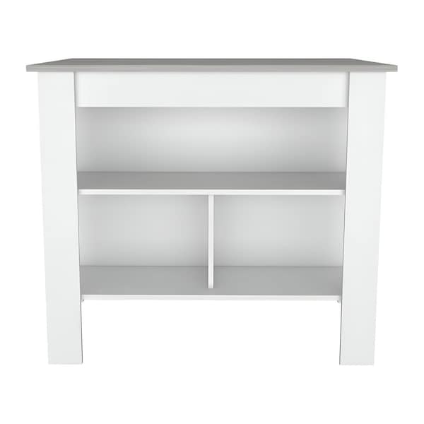 Homeroots White and Gray 41in Kitchen Island With Storage 474093 - main