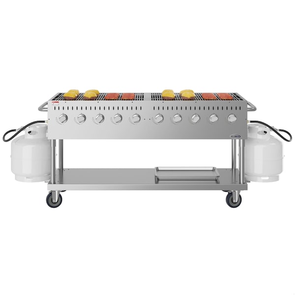 Koolmore 72 in. Commercial Mobile Outdoor Propane Gas Grill, ETL Listed in Stainless-Steel KM-CGM-72 - main