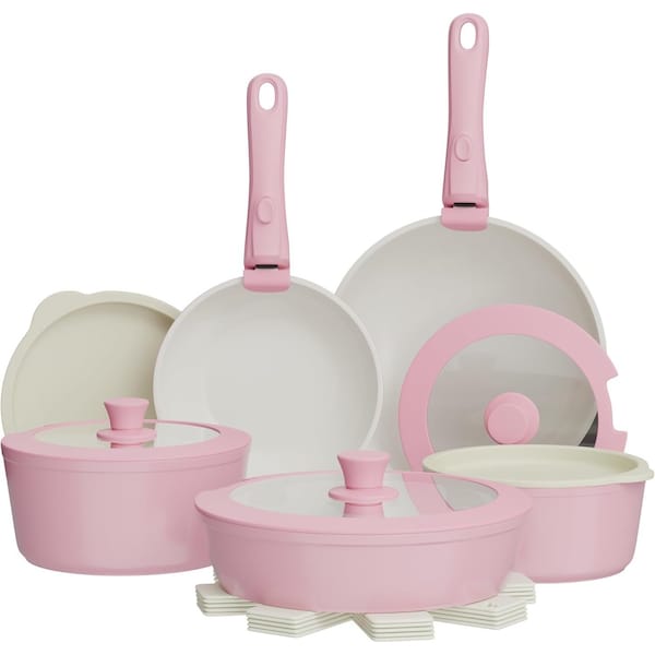 Bakkenmaster Bakken 17-Piece Ceramic Coated Aluminum Cookware Set, Nonstick, PTFE & PFAS Free BKCWSTK15PINK - main