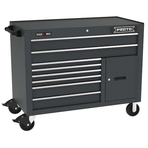 Proto 550 Series Rolling Cabinet, 8 Drawer, Dual Black, Steel, 50 in W x 25-1/4 in D x 41 in H J555041B-8DB-2S - main