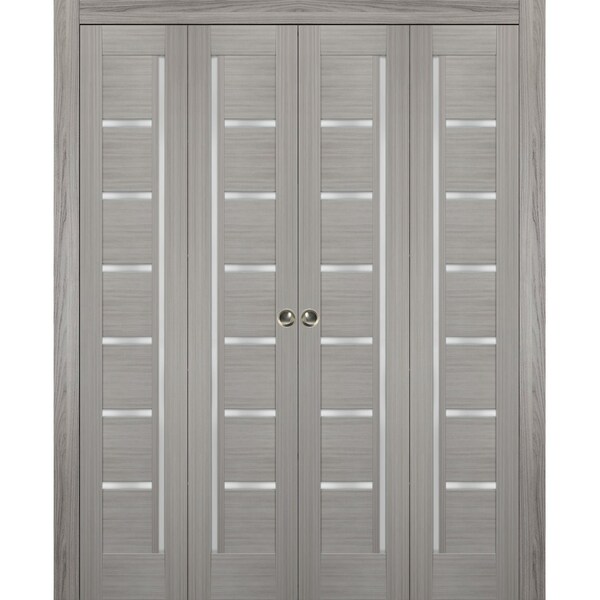 Sartodoors Sliding Closet Double Bi-fold Doors Solid Core Modern Interior QUADRO4088DBF-SSS-72 x 84 (4* 18x84) - main
