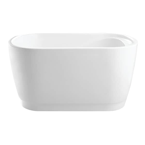 Kingston Brass 59" Acrylic Oval Rectangular Double Ended Freestanding Tub with Drain, Glossy White VTOV593425S - main