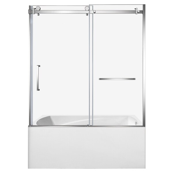 Kingston Brass 60" Acrylic Alcove Right-Hand Drain Tub with Left Sliding Tub Door, White/Polished Chrome KVTAM6032R211 - main