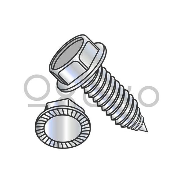 Oxoxo 8-32X1/2 Unslt Ind Hex Washer Serrated 1/4in Across Flat F/T Self Pierce Sc Zinc Needle Pt, 6000PK 606867 - main