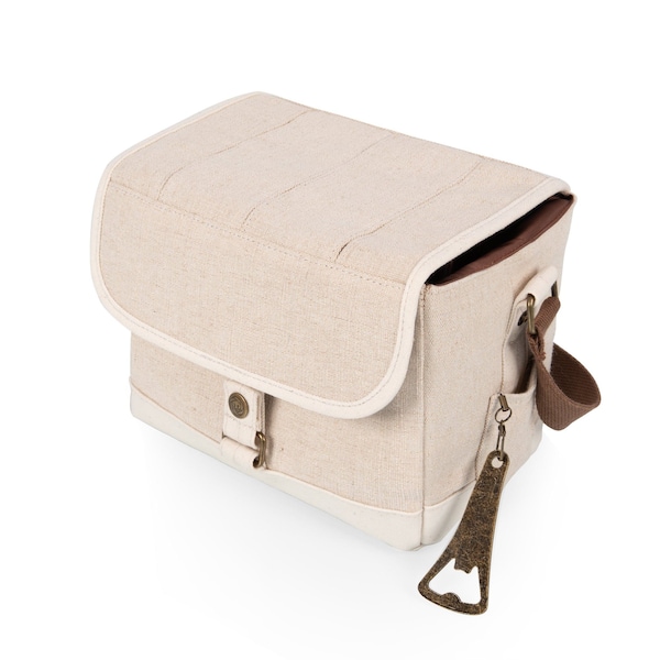 Picnic Time Family Of Brands Beer Caddy Cooler Tote with Opener, Beige 762-00-187-000-0 - main