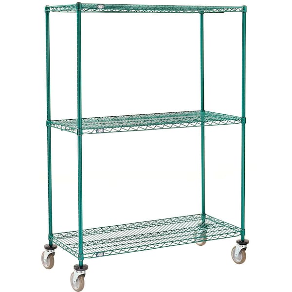 Global Industrial Nexel 3 Shelf Truck, Poly-Green, 72"W x 21"D x 80"H, Polyurethane Swivel Casters B3157552 - main