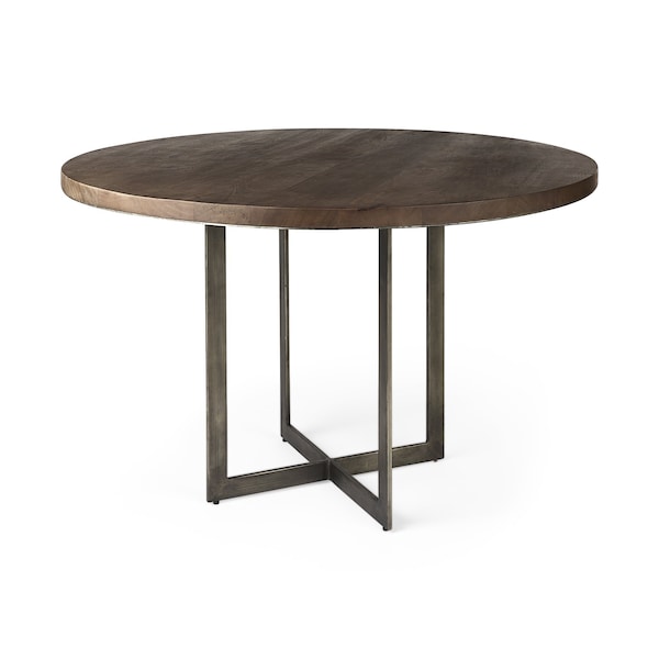 Homeroots 48" Brown And Gray Sled Base Dining Table 397605 - main