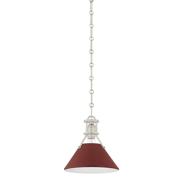 Hudson Valley Lighting Painted No. 2 9.5 in. Pendant in Polished Nickel/Soft Crimson by Mark D. Sikes MDS351-PN/CRN - main