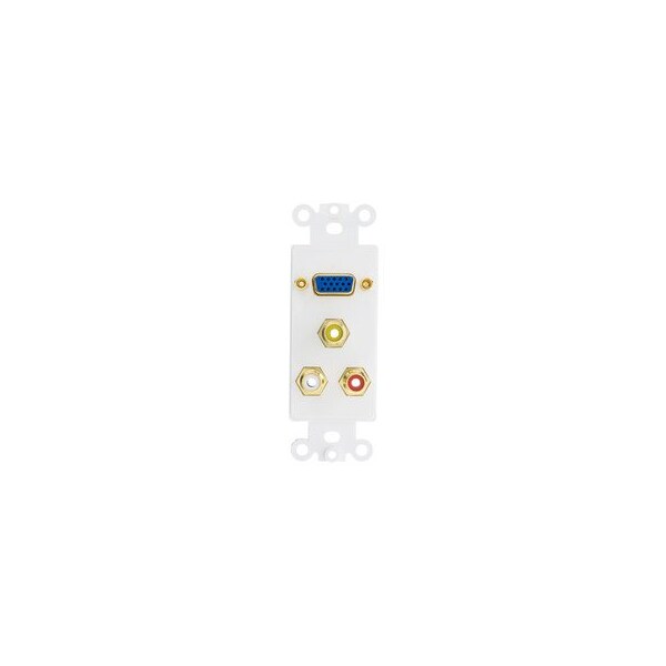 Cable Wholesale Decora Wall Plate Insert, White, 1 VGA Coupler and 3 RCA Couplers 301-4001 - main