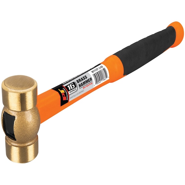 Performance Tool 16 oz. Brass Hammer, Non-Sparking, Fiberglass Handle W1137 - main