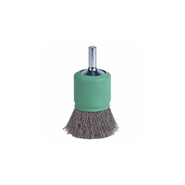 Weiler Coated Cup Crimped Wire End Brush, Stainless Steel, 1 in dia x 0.006 in Wire, 22000 RPM 804-11016 - main