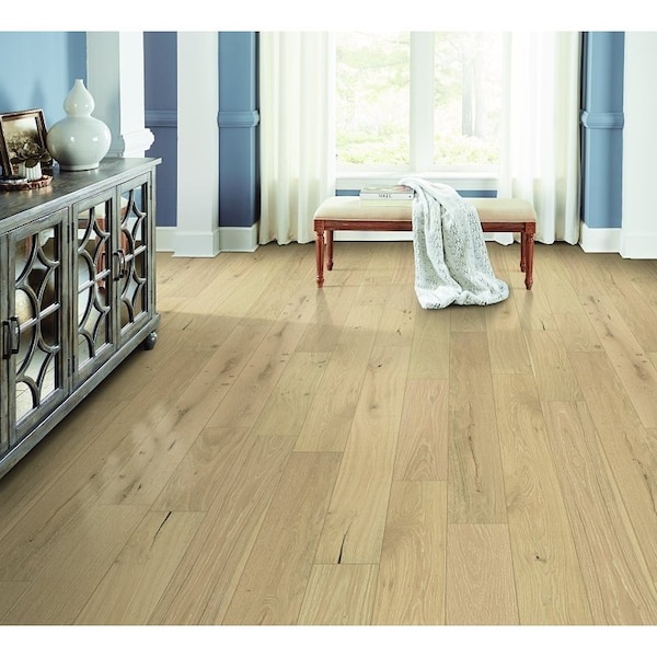 Healthier Choice Flooring Flooring Plank, 1-1/2 to 6 ft L, 6-1/2 in W, Micro Bevel Edge, White Oak, Sand Ridge, 10PK HCE707A02 - main