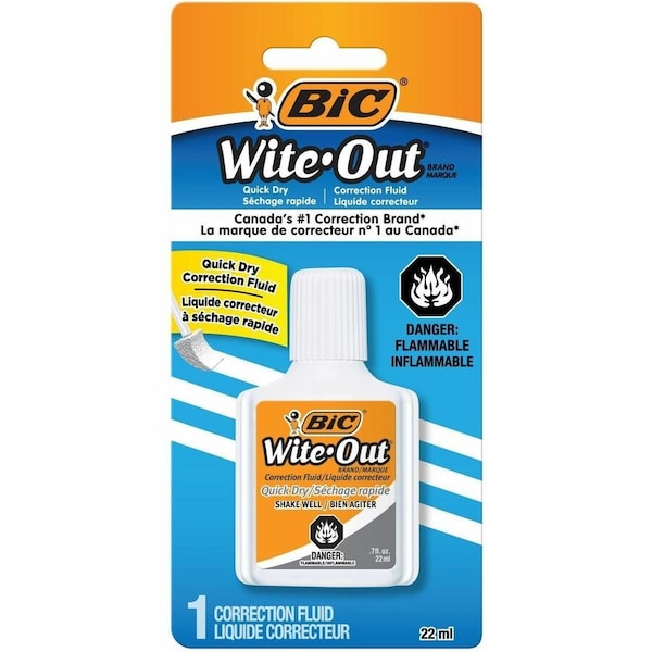 Bic Correction Fluid, Quick Dry, 20ml, White PK BICWOFQDP1WHI - main