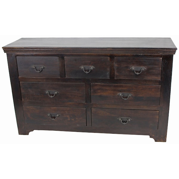 Homeroots 60" Brown Solid Wood Seven Drawer Triple Dresser 489217 - main