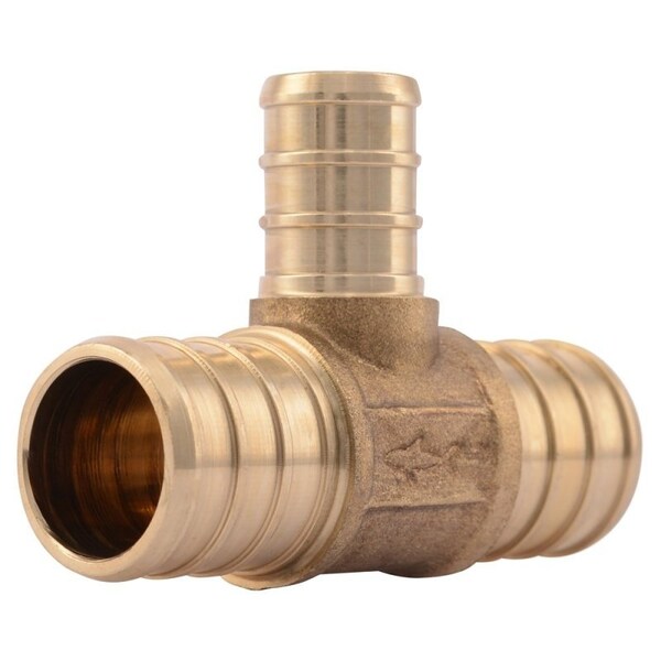 Sharkbite Reducing Pipe Tee, 3/4 x 1/2 in, Barb, Brass, 200 psi Pressure UC412LFA10 - main
