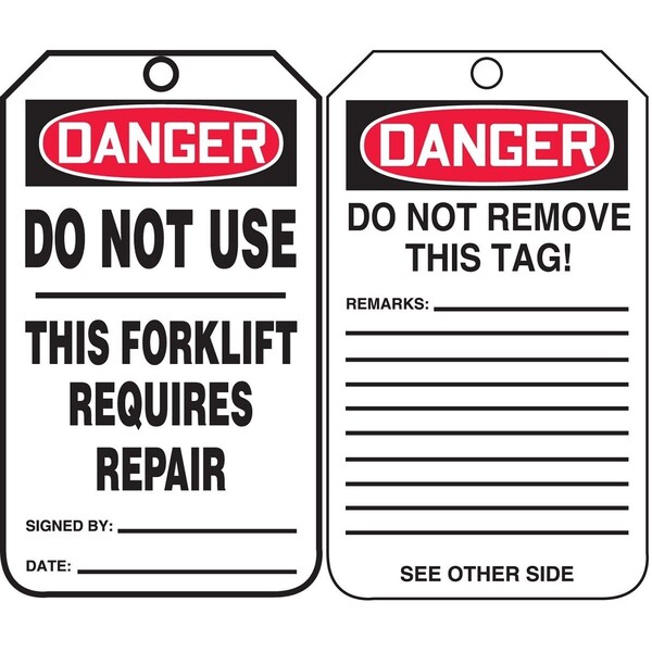 Accuform Danger Tag, Dont Use, 5-1/4", Card, PK25 TRS338CTP - main