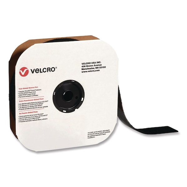 Velcro Brand Sticky-Back Fastener, 75 ft, 2" W, Black 191195 - main