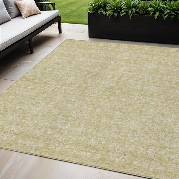 Homeroots 5' X 8' Beige Tan And Ivory Floral Washable Indoor Outdoor Area Rug 582327 - main