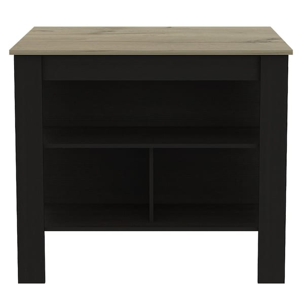 Homeroots Black and Natural 41in Kitchen Island With Storage 477871 - main