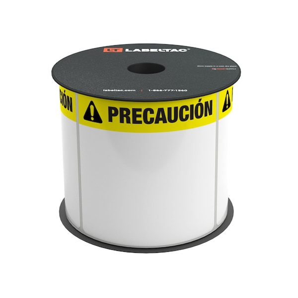 Labeltac LabelTac 4 and Pro Model Precaucion, Caution Die-Cut Label Roll 4in x 4in, 200 labels per roll LT44CAUT-SPAN - main