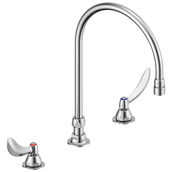 Delta Commercial 23C6 Two Handle Widespread Lavatory Faucet With Gooseneck Spout - Less Pop-Up In Chrome 23C624-R7 - main