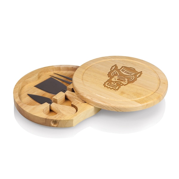 Picnic Time Family Of Brands NCAA NC State Wolfpack Brie Cheese Board and Knife Set - Charcuterie Board Set 878-00-505-423-0 - main
