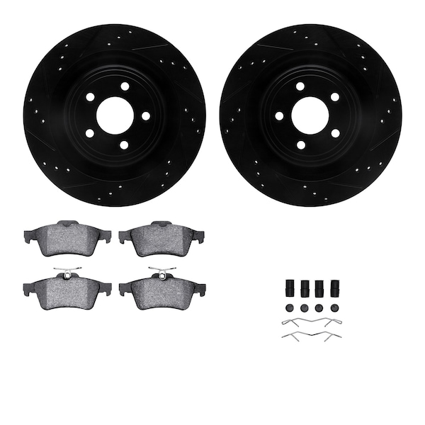 Dynamic Friction Co DFC Rotors-Drilled & Slotted-Black w/ EURO 5000 Ceramic Brake Pads Incl Hdw 8612-20011 - main