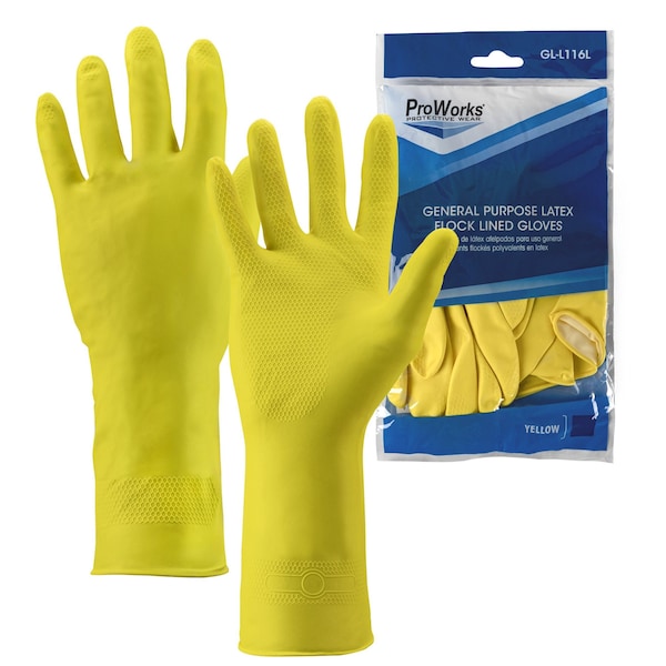 Safety Zone Latex 16 mil General Purpose Gloves - Yellow, Sm - Case of 120 GL-L116LS - main