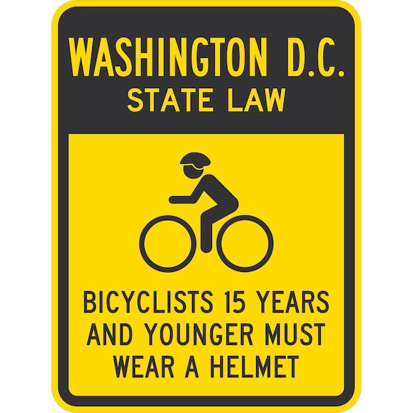 Lyle Bicyclists 15 Years And Younger Must Wear A Helmet (Cyc, 18x24, High Intensity Prismatic, Yellow G-10777-HI_18x24 - main