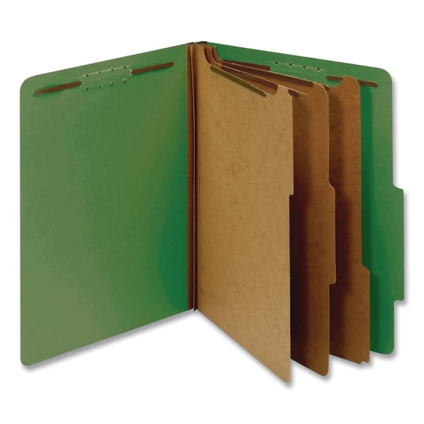 Pendaflex Pressboard Top Tab Folders, 2/5-Cut Tab, Exp 3.5", 3 Dividers, 8 Fasteners, Letter, Dark Green, 10PK 24097 - main