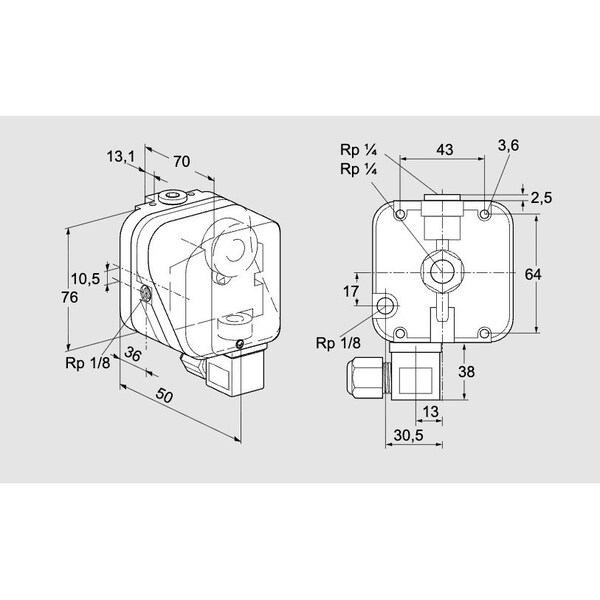 Honeywell Kromschroder SW, PRESS, GAS, DG 50U 6T KS84447353 - main