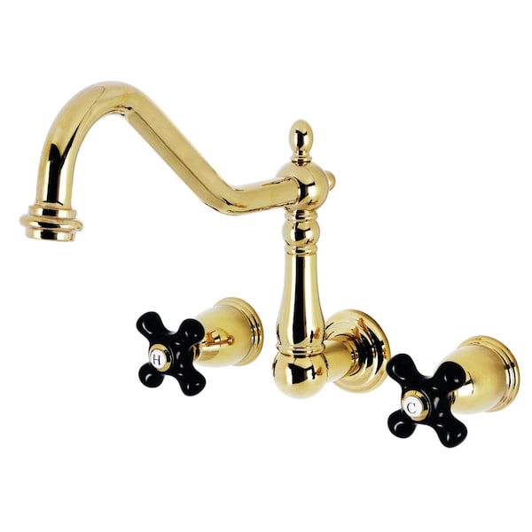 Kingston Brass Two-Handle Wall Mount Tub Faucet, Polished Brass KS1022PKX - main