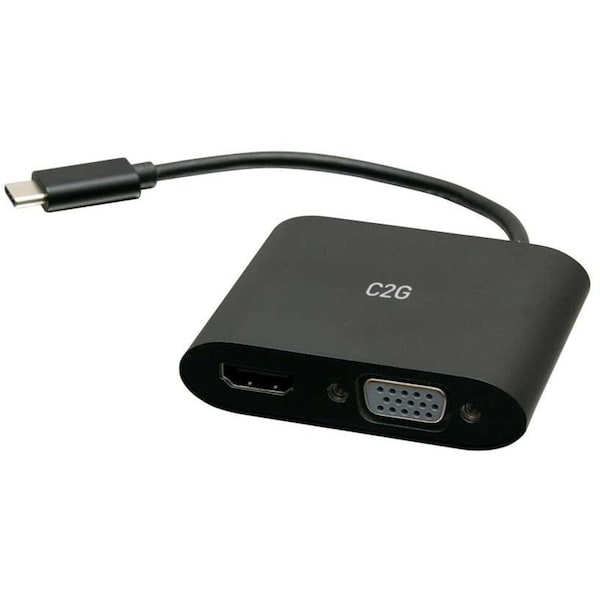 C2G USB C to HDMI & VGA Dual Monitor Adapter - 4K 30Hz - Black C2G29830 - main