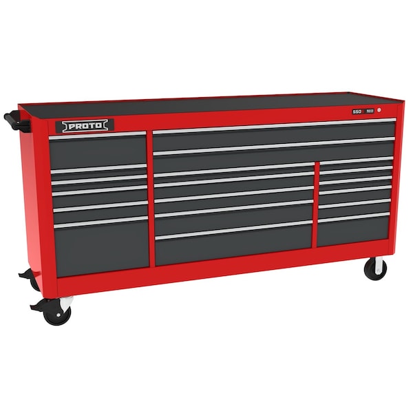 Proto 550 Series Rolling Tool Cabinet, 19 Drawer, Red/Gray, 88 in W x 27 in D x 46 in H J558846B-19SG - main