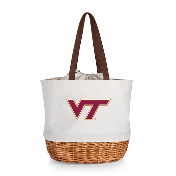 Picnic Time Family Of Brands NCAA Virginia Tech Hokies Coronado Canvas and Willow Basket Tote - Picnic Bag 203-00-187-604-0 - main