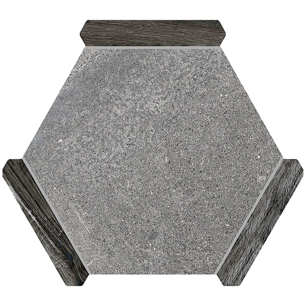 Apollo Tile Aureole 8.66 in. x 9.84 in. Matte Fossil Gray Porcelain Hexagon Wall and Floor Tile (8.07 sq ft/case) - 18 Sheets ENC88GRSEBNA - main
