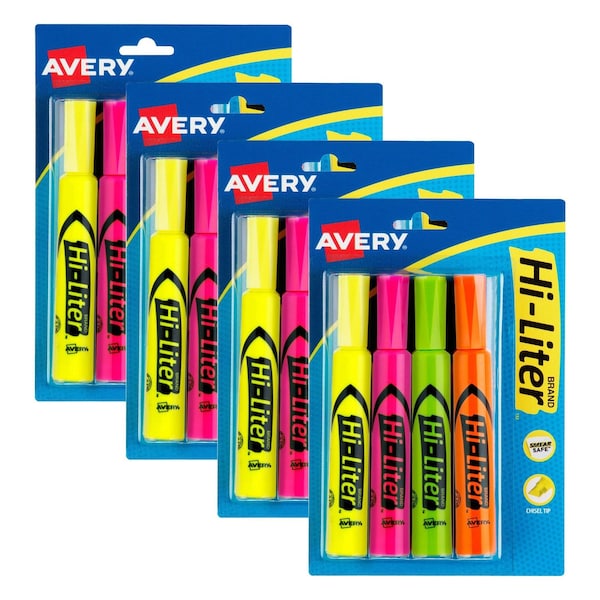 Avery Hi-Liter Desk-Style Highlighters, Assorted Colors, Smear Safe, Nontoxic, 16PK 24063 - main