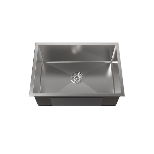 Wrightmaster 27 in. Undermount Single Bowl 20 Gauge Silver Stainless Steel Kitchen Sink with Drain ZOR-BR04D-271908 - main