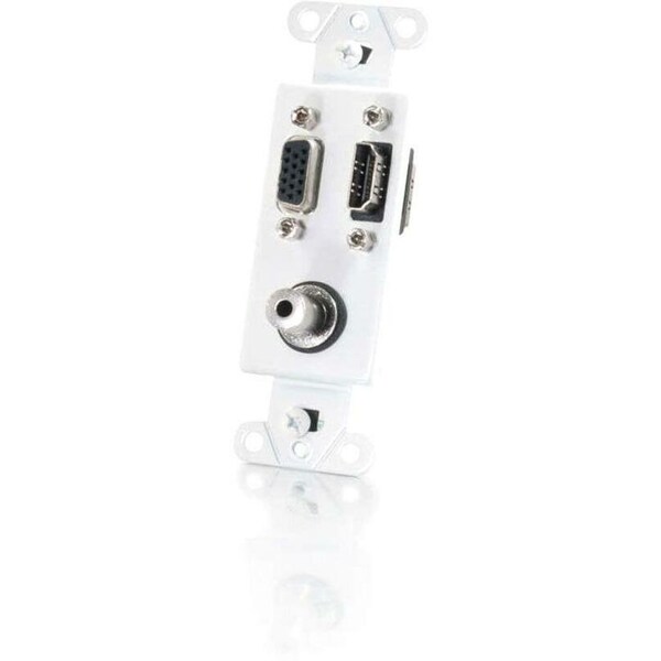 C2G HDMI, HD15 VGA, 3.5MM WALL PLATE INSERT - WHITE 41031 - main