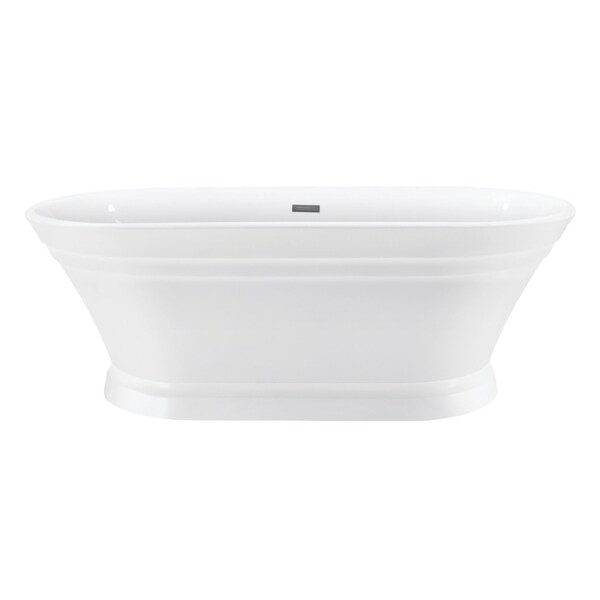 Kingston Brass 67" Acrylic Oval Double Ended Pedestal Tub with Drain, No Faucet Drillings, Glossy White VTOV673124 - main