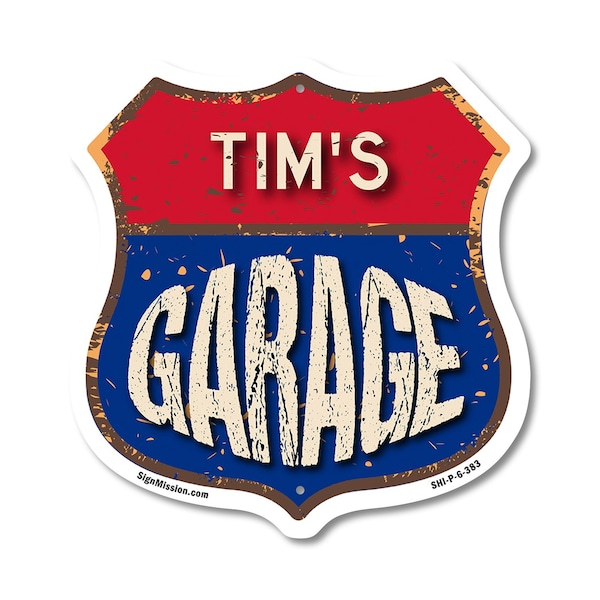 Signmission Tim's Garage, 6 Inch X 6 Inch, Plastic Sign SHI-P-6-383-TIM - main
