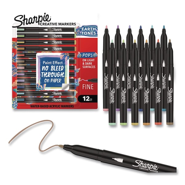 Sharpie Creative Markers, Earth Tones, Fine Bullet Tip, Assorted, 12PK 2209901 - main