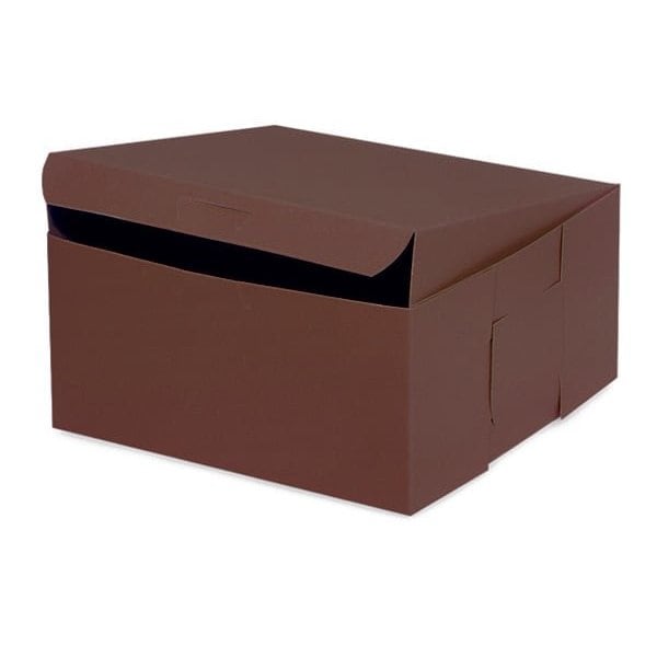 Nashville Wraps 7x7x4 Chocolate Bakery Cake Box, 1-piece Lock Corner, 200PK BBCH774 - main