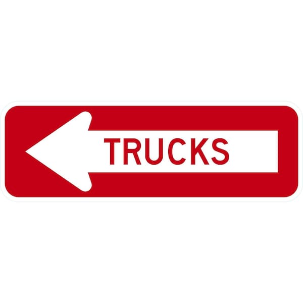 Lyle Trucks With Left Arrow, 24x8, Engineer Grade, White G-14512-EG_24x8 - main