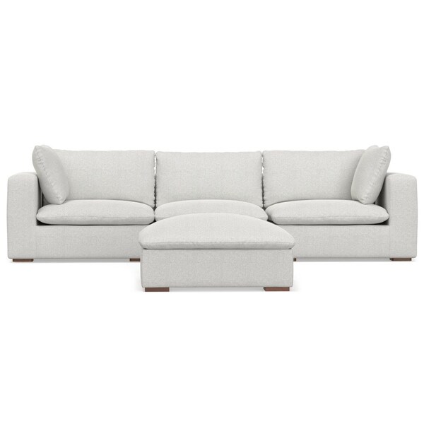 Homeroots 125" Gray Fabric Sofa With Ottoman With Brown Legs 641075 - main