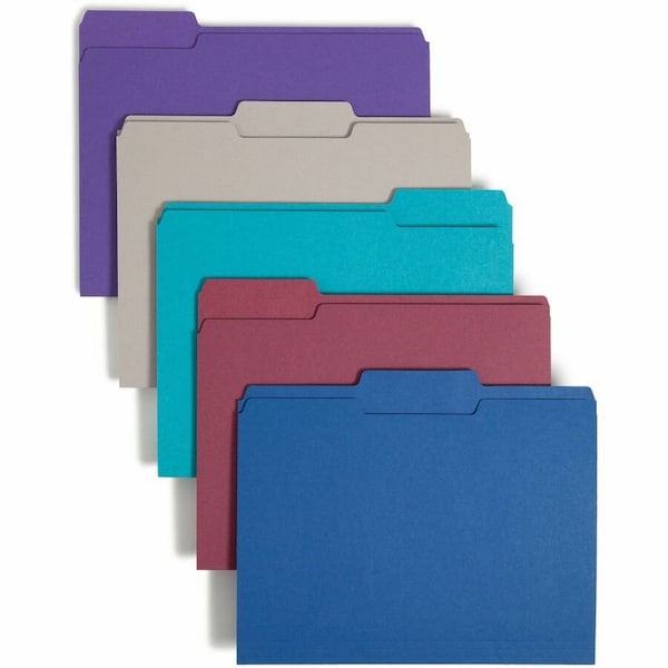 Smead Smead File Folders, 1/3 Cut Top Tab, Letter, Deep Assorted Colors, 100/Box 11948 - main
