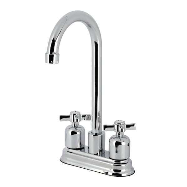 Kingston Brass Double-Handle 4" Centerset High-Arc Bar Faucet, Polished Chrome FB8491ZX - main