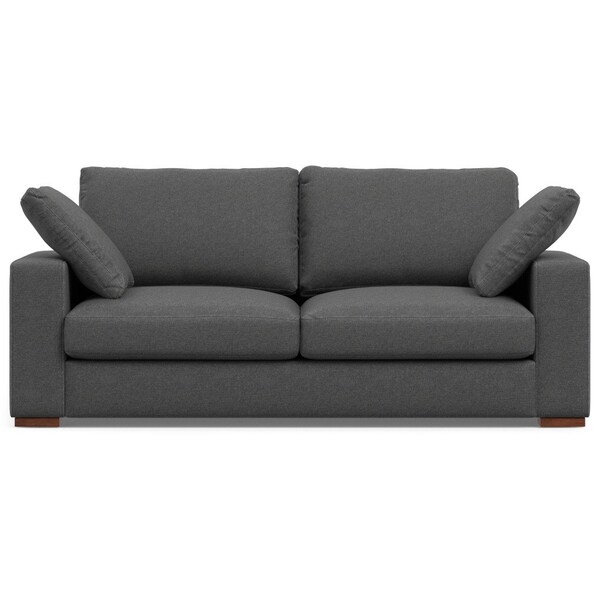 Homeroots 78" Gray Fabric Sofa With Brown Legs 640997 - main
