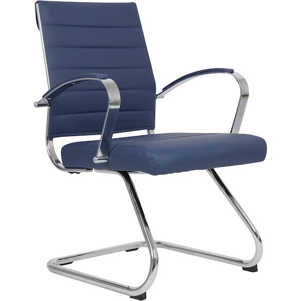 Leisuremod Benmar Modern Office Chair with Faux Leather Sled Base Task Chair & Arms BGO19BUL - main